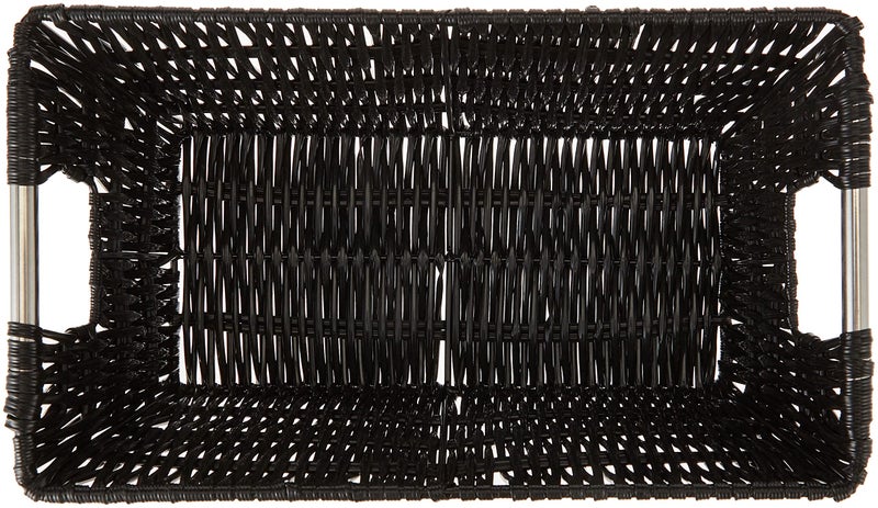 Whitmor 6500-2712-BLK Rattique Small Shelf Black Tote Basket - Image 2